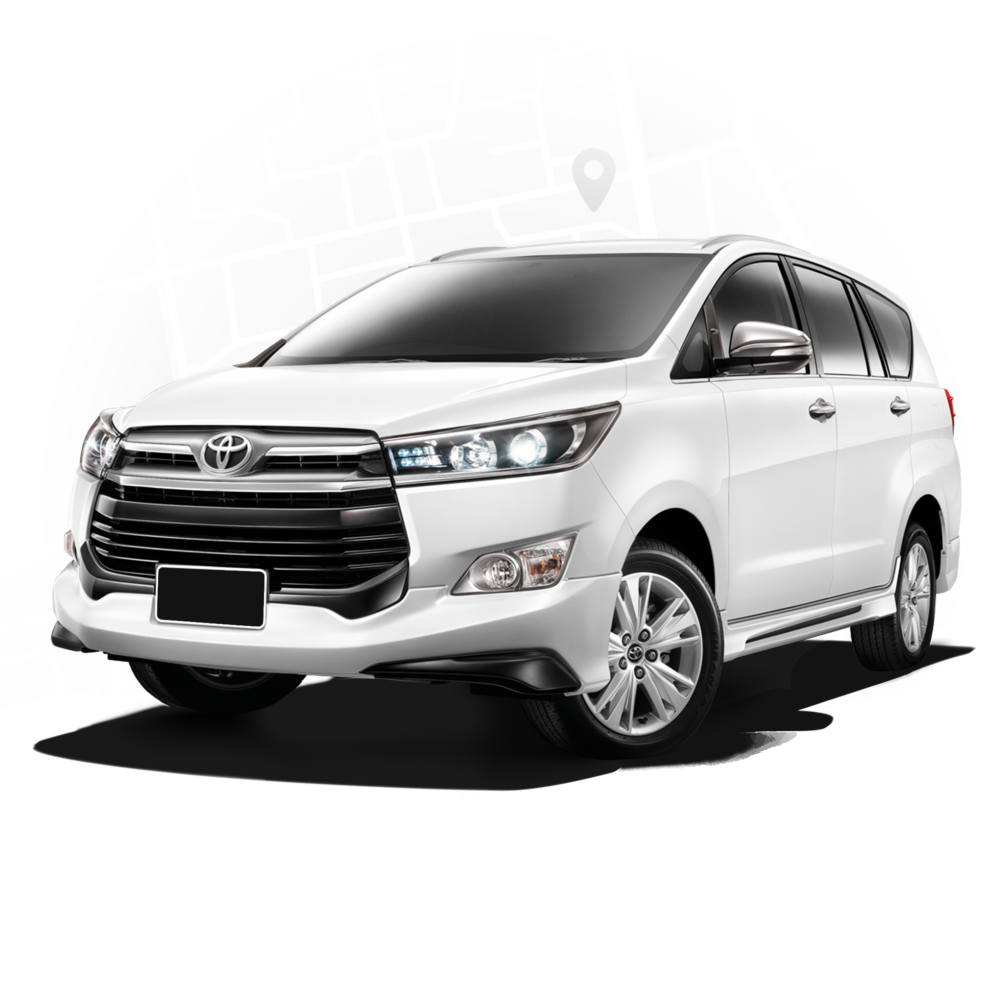 White 6/7 seater car delivering best taxi service in chandigarh & zirakpur with mohali map